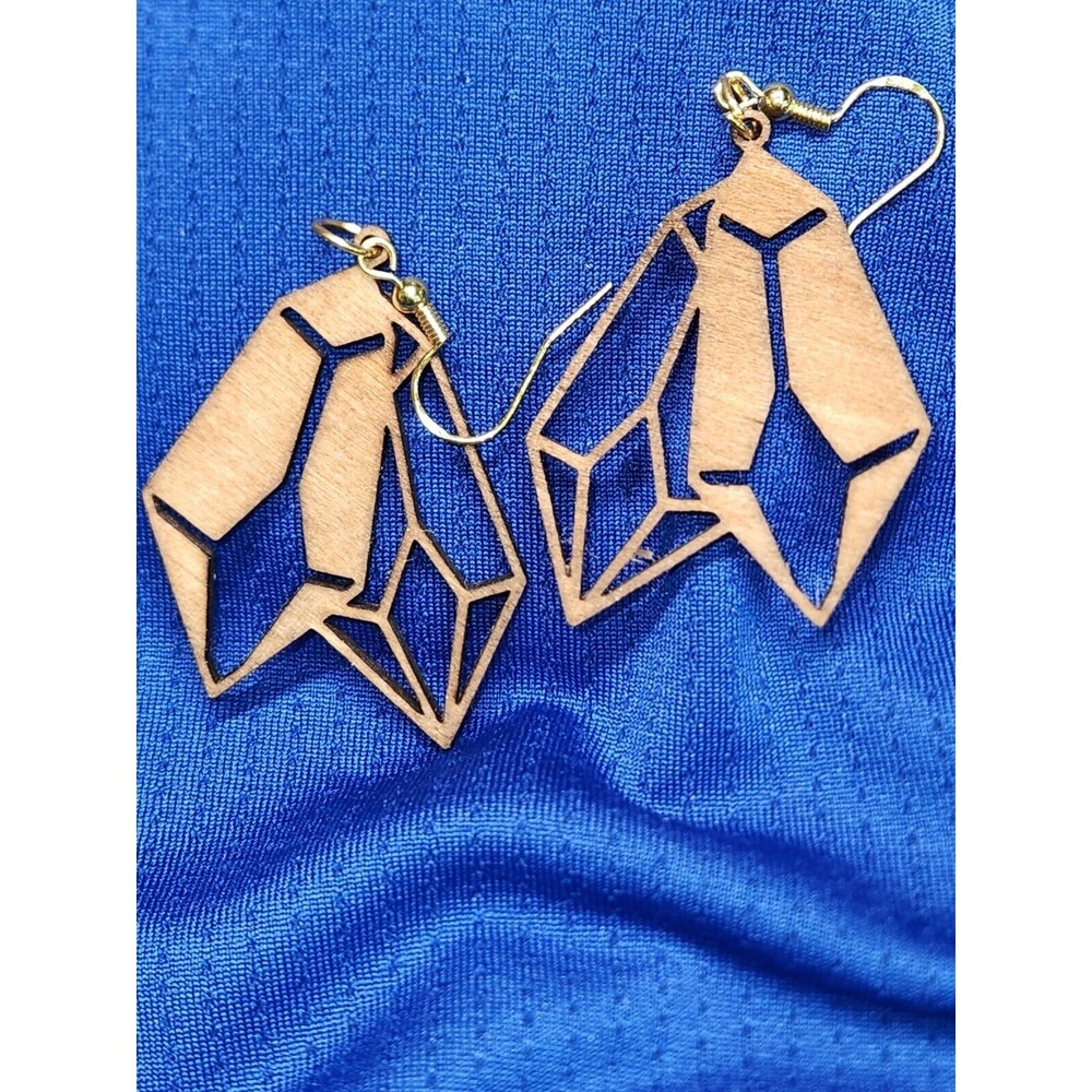 1 Pair Round Shaped Laser Cut Wooden Dangle Earrings Boho Style.